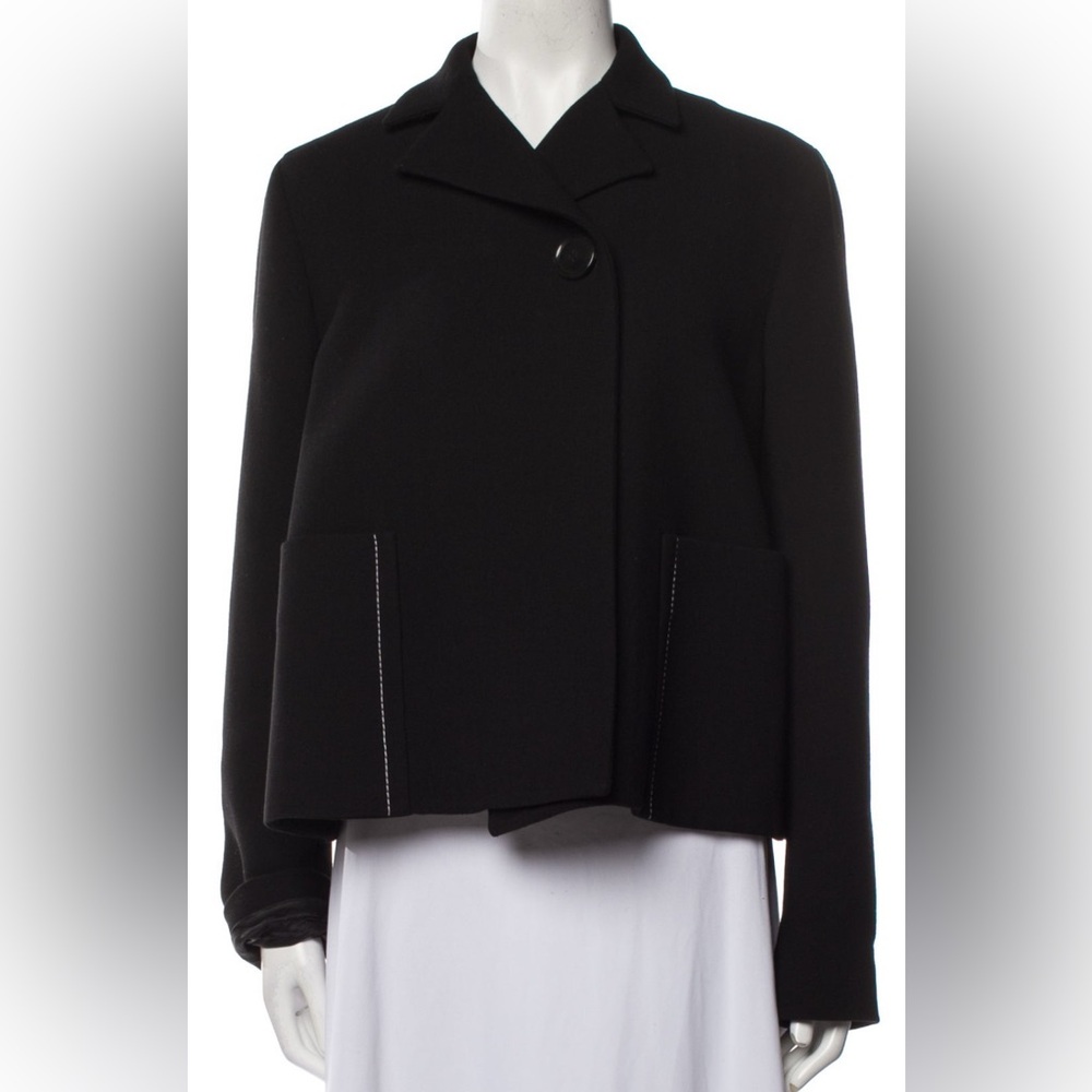 Marni Cropped Virgin Wool Blazer – Black | Minimalist Boxy Jacket